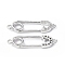Eco-Friendly Rack Plating Brass Micro Pave Clear Cubic Zirconia Connector Charms, Safety Pins Links, Long-Lasting Plated, Lead Free & Cadmium Free, Platinum, 25x7x2.5mm, Hole: 1.2mm