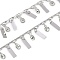 Handmade Brass & Rhinestone Chains, for Necklaces Bracelets Making, Long-Lasting Plated, Soldered, with Spool, Rectangle, Platinum, 3x1.5x1mm, about 16.40 Feet(5m)/Roll