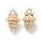Brass Micro Pave Clear Cubic Zirconia Connetor Charms, Cadmium Free & Nickel Free & Lead Free, Flat Round, Real 18K Gold Plated, 13x8x8mm, Hole: 1.5mm