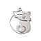 201 Stainless Steel Pendants, Laser Cut, Cat Hug Charm, Stainless Steel Color, 26x21x1mm, Hole: 1.6mm