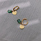 Vintage French Style Gold-Plated Heart Hoop Earrings, with Natural Blue Spot Jasper Pendants, Golden, Green,