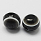 Round Evil Eye Resin Beads, Black, 6x5mm, Hole: 1.8~2mm