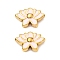 304 Stainless Steel Enamel Beads, Flower, Real 18K Gold Plated, Ion Plating(IP), Pink, 11x16.5x5mm, Hole: 1.4mm