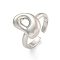 Brass Letter Open Cuff Rings for Women, Cadmium Free & Lead Free, Adjustable, Platinum, Letter D, 15~16.5x7~16.5mm