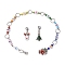 3Pcs Christmas Theme Knitting Row Counter Chains & Locking Stitch Markers Kits, with Alloy Enamel Pendants, Christmas Bell/Reindeer/Tree, 300mm