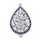Rack Plating Brass Blue & Clear Cubic Zirconia Teardrop Connector Charms, Long-Lasting Plated, Cadmium Free & Lead Free, Platinum, 27.5x16.5x3.5mm, Hole: 1mm & 1.2mm