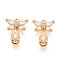 Brass Micro Pave Clear Cubic Zirconia Pendants, Nickle Free, Butterfly, Real 18K Gold Plated, 21.4x14.4x4.1mm, Hole: 1.5mm