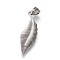 Tarnish Resistant 304 Stainless Steel Pendants, Leaf, Stainless Steel Color, 34.5x11x1mm, Hole: 4.5x7mm