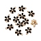 Zinc Alloy Enamel Links Connectors, with Crystal Rhinestones, Golden, Flower, Black, 15.5x19.5x3mm, Hole: 2mm