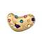 304 Stainless Steel Pendants, with Rhinestone, Bean Charm, Golden, Colorful, 16.5x26.5x9.5mm, Hole: 4mm