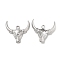 Non-Tarnish 304 Stainless Steel Pendants, Cattle Head Charm, Stainless Steel Color, 24x25x3mm, Hole: 3mm