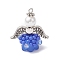 Glass Seed Beaded Angel Pendants, with Acrylic Beads Caps & Alloy Wing & 304 Stainless Steel Loop, Royal Blue, 22.5x20x14mm, Hole: 1.5mm