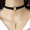 Black Velvet Choker Alloy Rectangle Pendant Necklaces for Women, Golden, 11.81 inch(30cm)