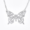 Non-Tarnish 201 Stainless Steel Pendant Necklaces, with Cable Chains, Butterfly, Stainless Steel Color, 17.7 inch(45cm), 2mm, Butterfly: 29x39.5x1mm