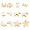 36Pcs 6 Style Brass Pendants, Star & Moon & Dog Silhouette & Horseshoe & Moon & Letter I , Real 18K Gold Plated, 11.5x12x2.5mm, Hole: 1.2mm