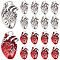 32Pcs 2 Colors Tibetan Style Alloy Pendants, Heart Charms, Antique Silver, 25x16x4mm, Hole: 2.5mm, 16pcs/color