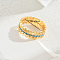 Exquisite Fashion Ears of Wheat Brass Micro Pave Cubic Zirconia Ring for Women Party Gift, Golden, Deep Sky Blue, US Size 6(16.5mm)