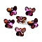 Glass Pendants, Point Back & Back Plated, Faceted, Butterfly Charms, Magenta, 14x17.5x9mm, Hole: 1.6mm