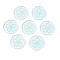 Transparent Resin Pendants, with Glitter Powder, Flat Round with Sakura Flower, Pale Turquoise, 24~24.5x3~4mm, Hole: 1.2mm