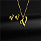 Golden Stainless Steel Initial Letter Jewelry Set, Stud Earrings & Pendant Necklaces, Letter V, No Size