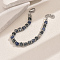 Stainless Steel Beaded Bracelets for Women Men, Steel Blue, Inner Diameter: 7-1/2 inch(19cm)