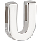 Sterling Silver Beads, with S925 Stamp, Letter A~Z, Letter U, 7x9mm, Hole: 4mm