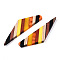 Transparent Resin & Walnut Wood Big Pendants, Quadrilateral Wing Charm, Coral, 51.5x14.5x3.5mm, Hole: 2mm