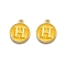 Golden Plated Alloy Enamel Charms, Enamelled Sequins, Flat Round with Alphabet, Letter.H, Yellow, 14x12x2mm, Hole: 1.5mm