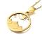 201 Stainless Steel Moon Star Desert Scenery Flat Round Pendant Cable Chain Necklaces for Women, Real 18K Gold Plated, 19.41 inch(49.3cm)