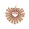 Brass Micro Pave Cubic Zirconia Pendants, Real 18K Gold Plated, Cadmium Free & Lead Free, Heart Charms, Magenta, 23x24.5x2.5mm, Hole: 3mm