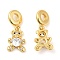 Brass with Cubic Zirconia Pendants, Long-Lasting Plated, Lead Free & Cadmium Free, Bear, Real 18K Gold Plated, 27mm, Hole: 4.5mm