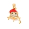 Brass Micro Pave Cubic Zirconia Pendant Bails, Nickel Free, with Enamel, Snowman, Real 18K Gold Plated, 20x15x6.5mm, Hole: 4x2.5mm