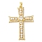 Rack Plating Brass Micro Pave Cubic Zirconia Pendants and ABS Imitation Pearl, Lead Free & Cadmium Free, Long-Lasting Plated, Cross, Real 18K Gold Plated, 36x25x5mm, Hole: 4x2mm