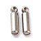 Non-Tarnish 202 Stainless Steel Brooch Pin Backs, Locking Pin Keeper Clasp, Column Shape, for Brooch Findings, Stainless Steel Color, 14x4mm, Hole: 1.2mm and 0.8mm