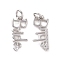 Rack Plating Brass Micro Pave Cubic Zirconia Pendants, with Jump Ring, Long-Lasting Plated, Cadmium Free & Lead Free, Word Bride, Platinum, 18x7.5x2.5mm, Jump Ring: 5x1mm, Inner Diameter: 3.5mm