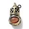 Brass Pendants, with Cat Eye, Cadmium Free & Lead Free, Gourd, Chocolate, 23x12.5x11.5mm, Hole: 1.8mm