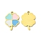 Ion Plating(IP) 304 Stainless Steel Manual Polishing Pendants, with Enamel, Clover Charm, Golden, 22x16.5x1.5mm, Hole: 2mm