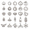 Pandahall 50Pcs 25 Styles Alloy Rhinestone Charms, Flat Round & Heart & Fan & Crown & Fishbone & Christmas Snowflake Charms, Platinum, 13.5~21.5x8~18x1.5~4mm, Hole: 1.6~2.6mm, 2Pcs/style