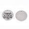 Non-Tarnish 201 Stainless Steel Pendants, Flat Round with Word Heartbeat, Stainless Steel Color, 30x1.5mm, Hole: 2mm