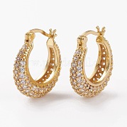 Латунные серьги-кольца из прозрачного кубического циркония EJEW-C502-07G