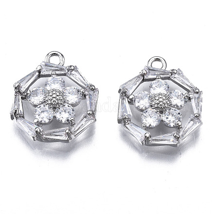Подвески из прозрачного фианита с инкрустацией из латуни ZIRC-S069-024P-1