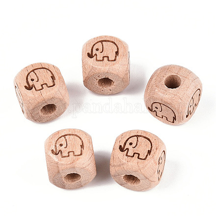 Гравированные бусины из бука WOOD-N015-08D-1