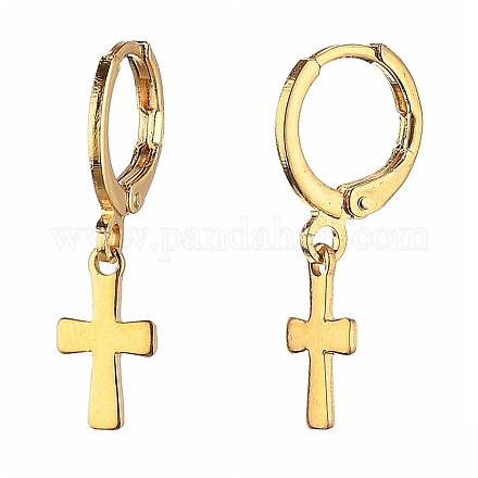 Латунные английском замке Серьги-кольца X-EJEW-JE04208-06-1