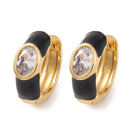 Серьги из латуни с эмалью кубического циркония EJEW-S219-14G-02-1