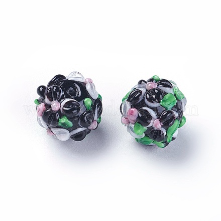 Ручной работы ухабистым Шарики Lampwork LAMP-E021-07H-1