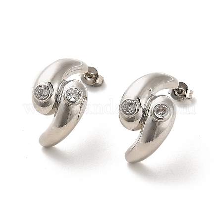 Серьги-гвоздики из латуни с микропаве и прозрачным фианитом EJEW-M240-07P-1