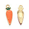 Eco-Friendly Zinc Alloy Pendants, with Enamel, Cadmium Free & Nickel Free & Lead Free, Carrot, Light Gold, Orange, Light Gold, 23x7x2mm, Hole: 1.6mm
