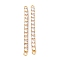 Brass Clear Round Cubic Zirconia Links Connectors, Long-Lasting Plated, Rectangle, Real 18K Gold Plated, 58x4x3.5mm, Hole: 2.5mm