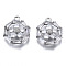 Brass Inlaid Clear Cubic Zirconia Pendants, Cadmium Free & Nickel Free & Lead Free, Flower, Platinum, 15.5x13x3.5mm, Hole: 1.4mm