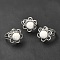 Natural Howlite Adjustable Rings, Platinum Tone Flower Brass Rings for Women, Cadmium Free & Lead Free, US Size 7 3/4(17.9mm), 3~7mm
